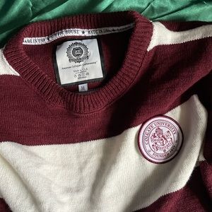 Burgundy and cream striped vintage colgate university sweater